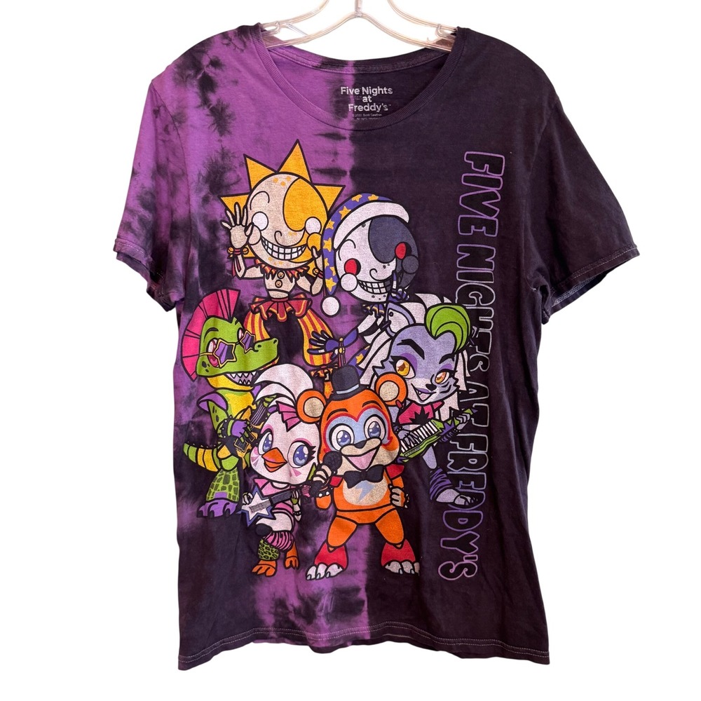 Five Nights at Freddy's Security Breach Tie Dye Graphic T-Shirt Purple Medium